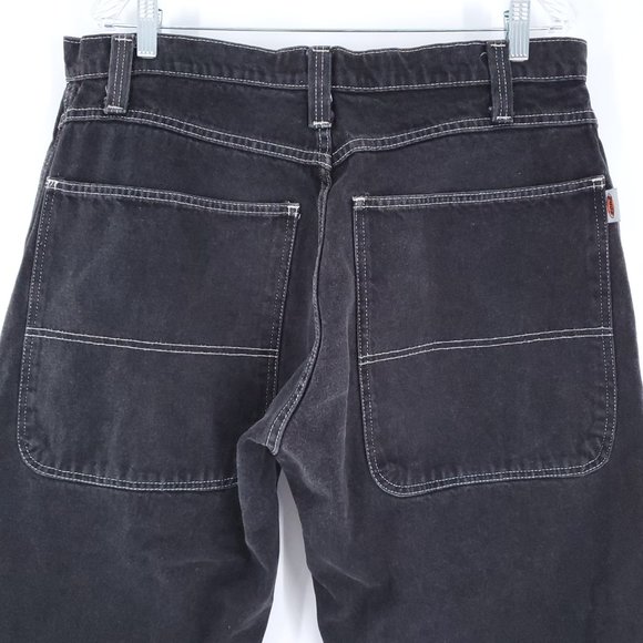 Vintage Zonz Men Wide Leg Jean 100% Cotton Skater Cut Off Black Size 35x25 - Picture 5 of 9